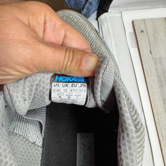 Men's Hoka Clifton 9 Running Shoes.  Men's size 12.5D Color Gray - Picture 6 of 6